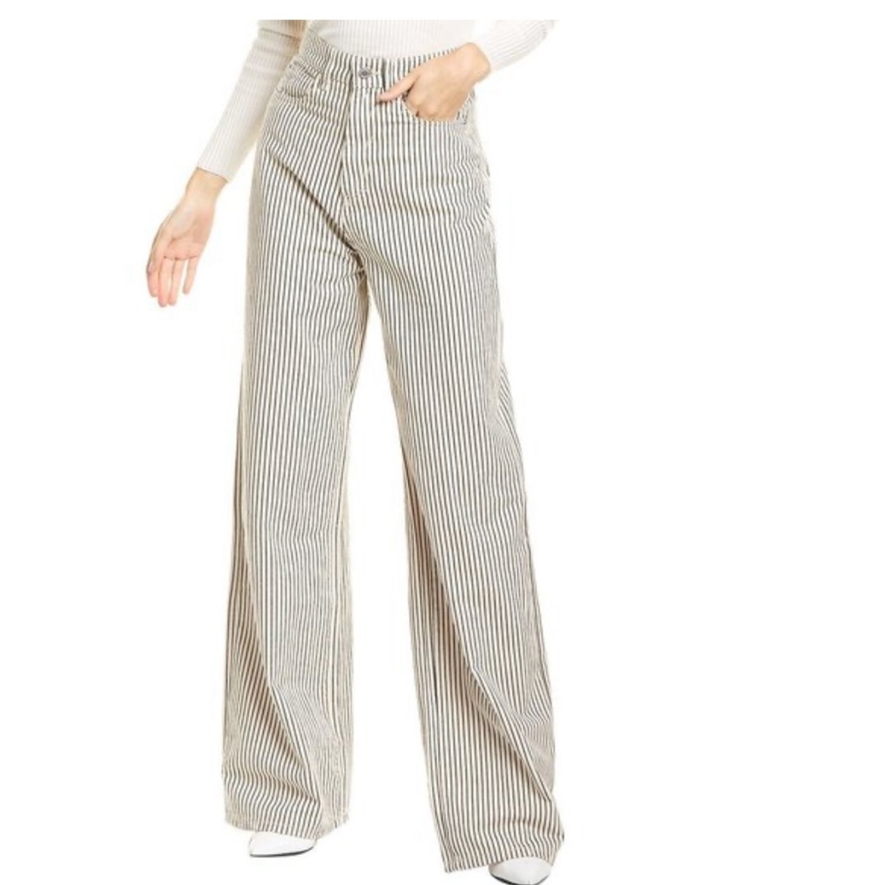 We wore what: stripe high rise wide leg jeans